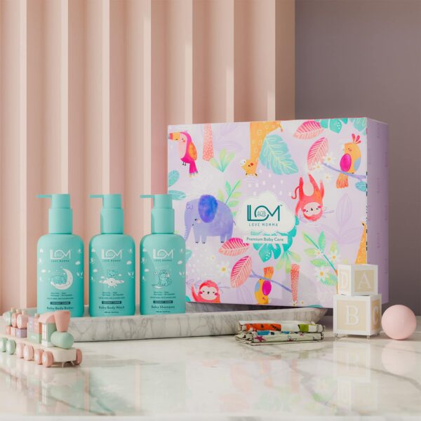 Love Momma Napkins Gift Hamper for Baby Skin Care (Baby Shampoo, Body Butter, Body Wash) - (3 pcs) - Love Momma
