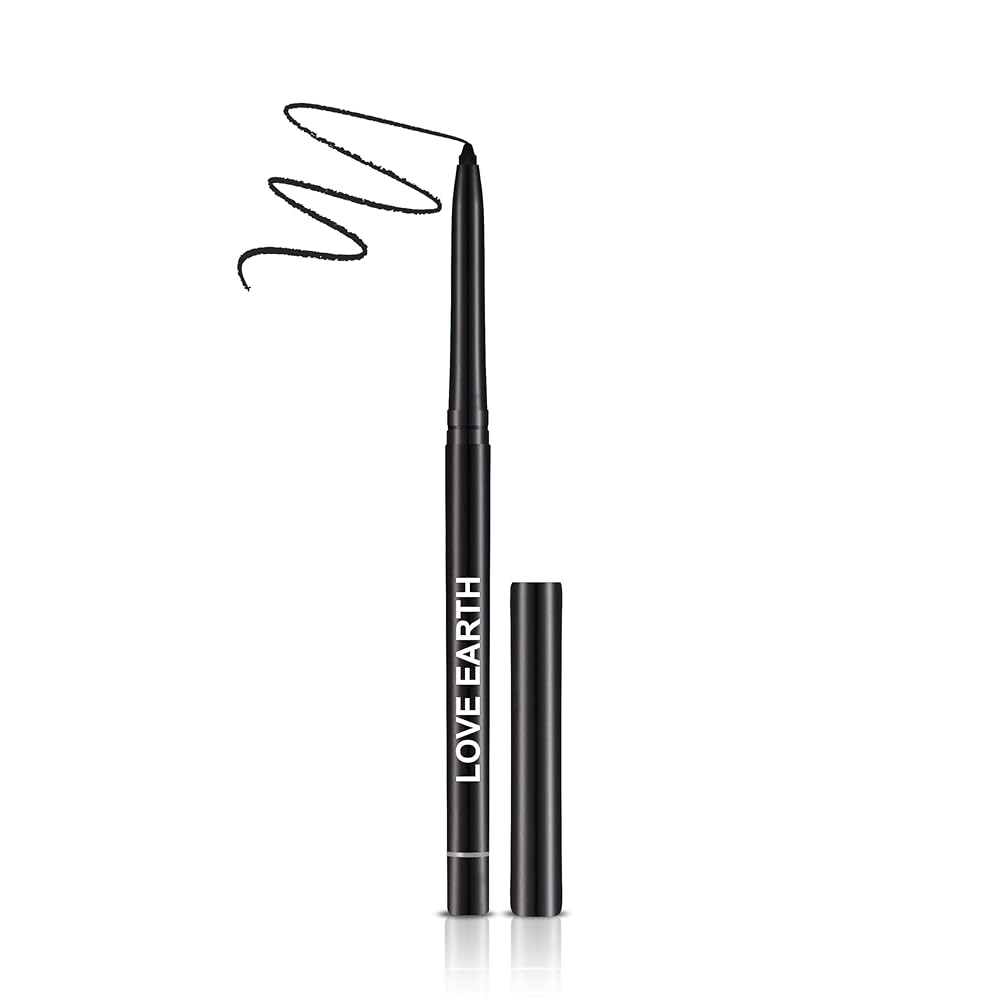 LoveEarth Intense Black Kajal & Eyeliner Pencil – Waterproof, Smudge-Proof, Long-Lasting | Creamy Matte, Non-Transfer Formula | Perfect for Daily & Party Wear – 0.35g