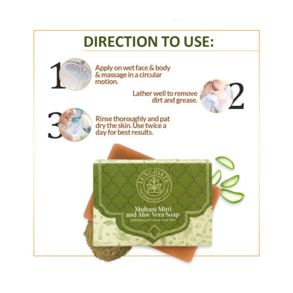 LUXURIATE Multani Mitti and Aloe Vera Soap (125g) - LUXURIATE