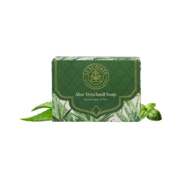 LUXURIATE Naturally Refreshing Aloe Vera and Basil Soap (125g) - LUXURIATE