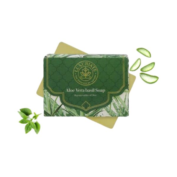 LUXURIATE Naturally Refreshing Aloe Vera and Basil Soap (125g) - LUXURIATE