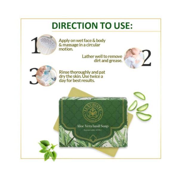 LUXURIATE Naturally Refreshing Aloe Vera and Basil Soap (125g) - LUXURIATE