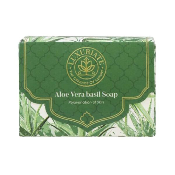 LUXURIATE Naturally Refreshing Aloe Vera and Basil Soap (125g) - LUXURIATE