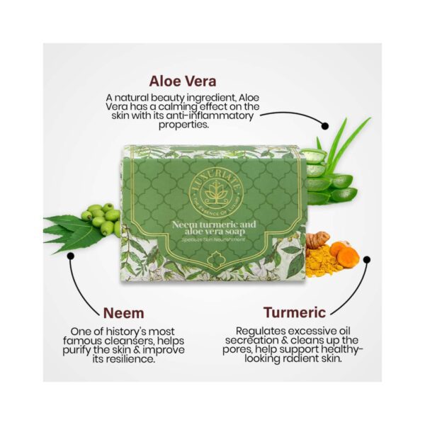 LUXURIATE Neem Turmeric Aloe Vera Soap (125g) - LUXURIATE