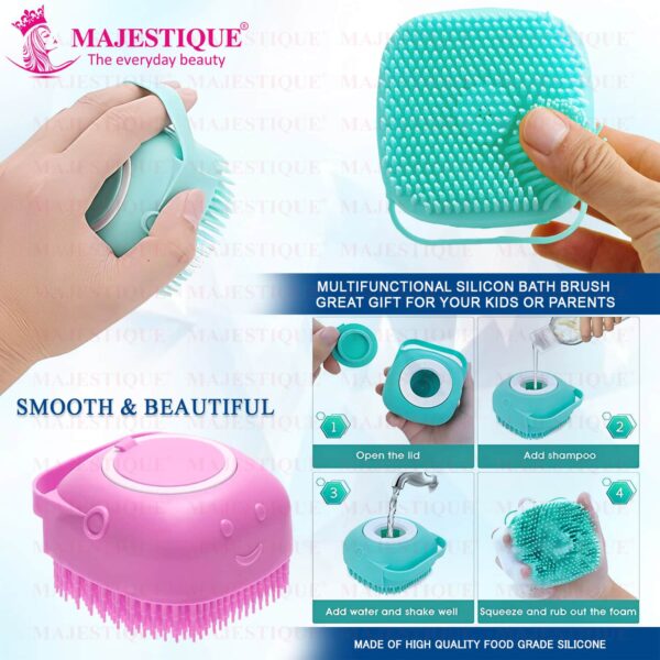 Majestique Bath Silicone Shower Scrubber, Suitable for All Skin Silicone Loofah - Multicolor - Majestique