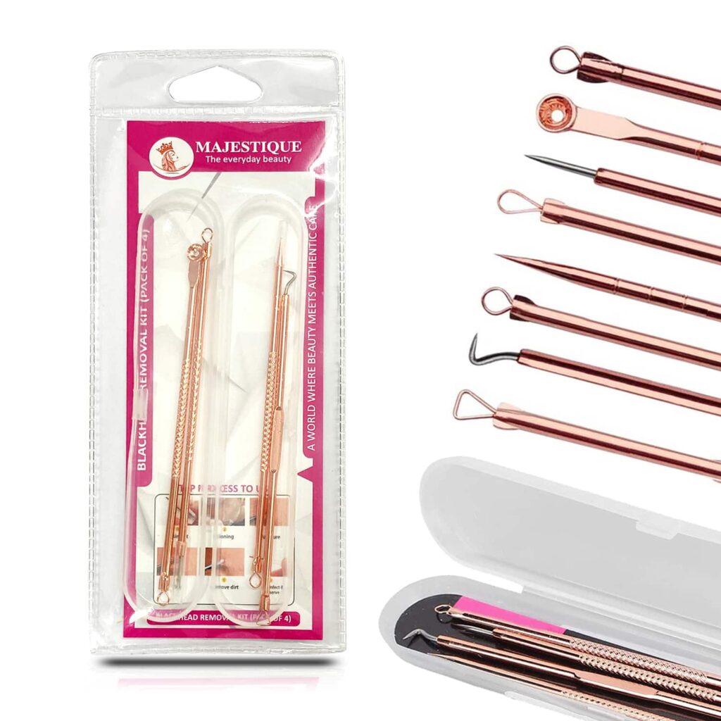 Majestique Blackhead Remover kit 4Pcs, Blackhead Extractor Tool for Nose Face - Majestique