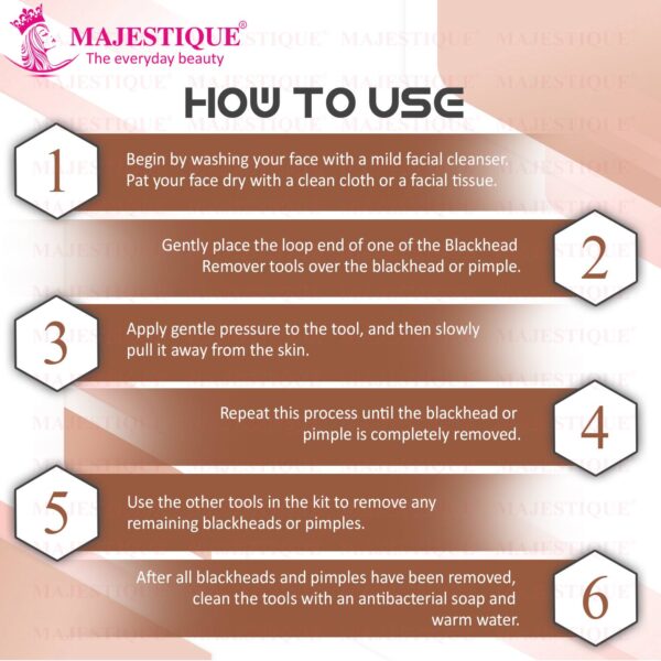 Majestique Blackhead Remover kit 4Pcs, Blackhead Extractor Tool for Nose Face - Majestique