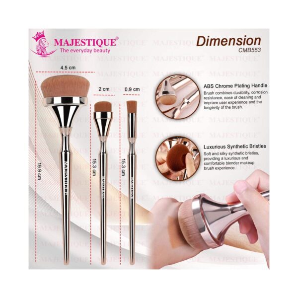 Majestique Blush Brush Eyebrow and Multi HD Makeup Brush Set (3 pcs) - Majestique