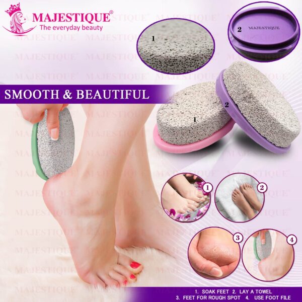 Majestique Easy Grip Pumice Stone for Hands, Heels, Elbows - Color May Vary - Majestique