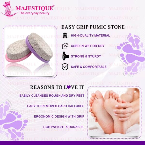 Majestique Easy Grip Pumice Stone for Hands, Heels, Elbows - Color May Vary - Majestique