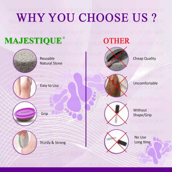 Majestique Easy Grip Pumice Stone for Hands, Heels, Elbows - Color May Vary - Majestique