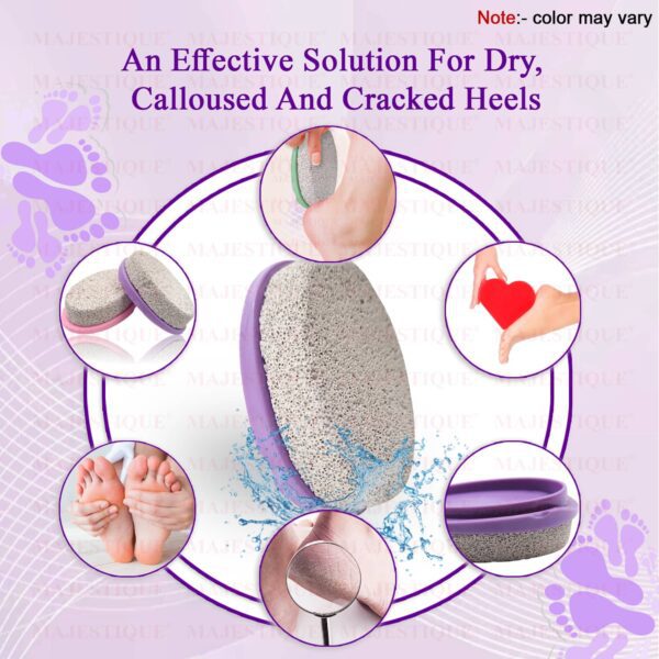 Majestique Easy Grip Pumice Stone for Hands, Heels, Elbows - Color May Vary - Majestique