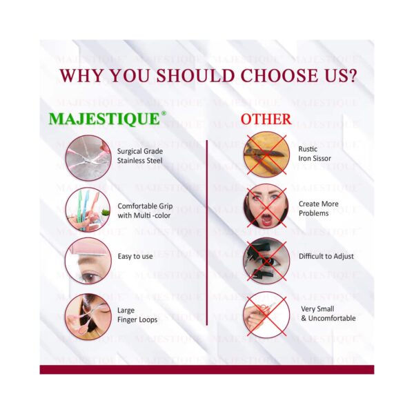Majestique Eyebrow Trimmer Scissors with Folding Facial Razors (3 pcs) - Majestique