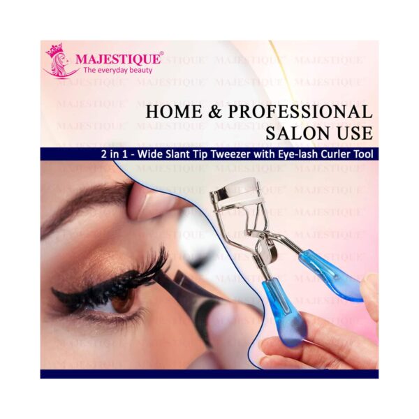 Majestique Eyelash Curler with Slant Tip Tweezer Suitable for All Eye Shapes (2 pcs) - Majestique