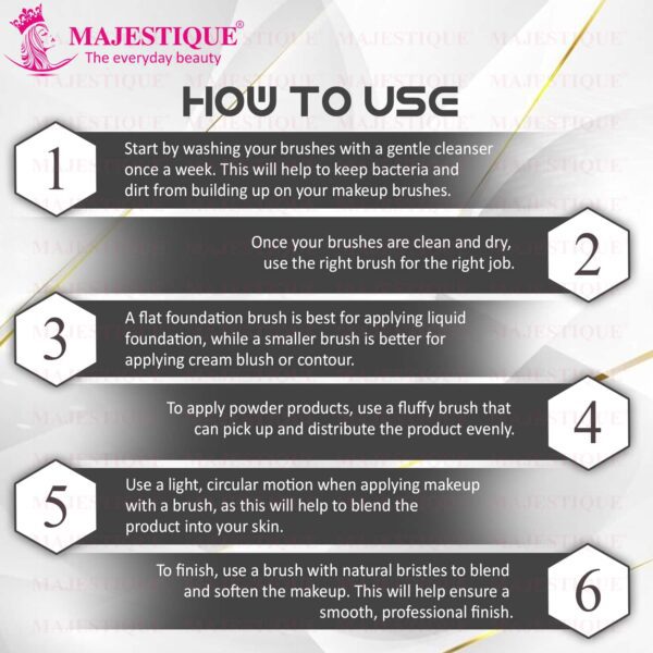 Majestique Face Brush Set, Professional Makeup Brush Set - Shader, Concealer, Blush, and Eyeliner Brushes - Majestique