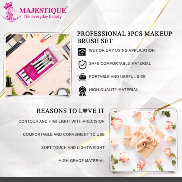 Majestique Face Brush Set, Professional Makeup Brush Set - Shader, Concealer, Blush, and Eyeliner Brushes - Majestique