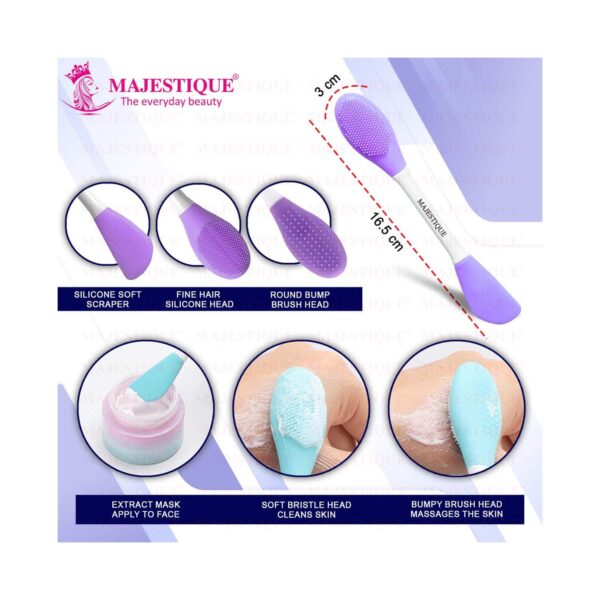 Majestique Facial Head Band Dual Sided Silicone Brush with Makeup Remover Sponge (3 pcs) - Majestique