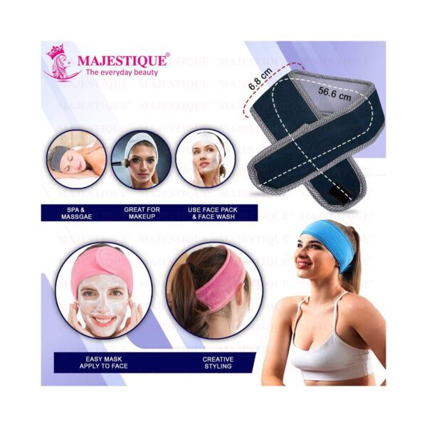 Majestique Facial Head Band Dual Sided Silicone Brush with Makeup Remover Sponge (3 pcs) - Majestique