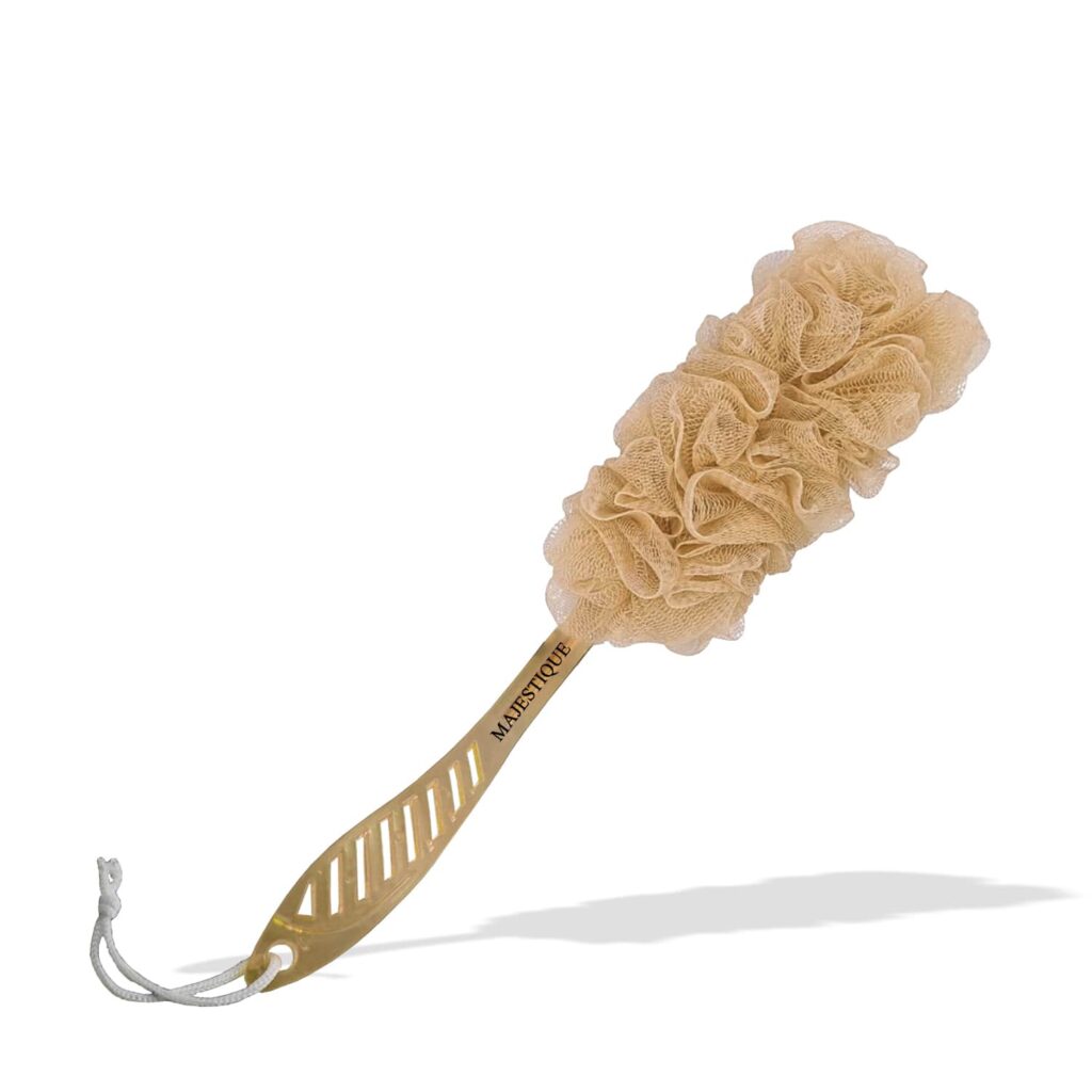 Majestique Long Handle Bath Loofah, Body Scrubber Soft Nylon Mesh Sponge Bath Brush- Multicolor - Majestique