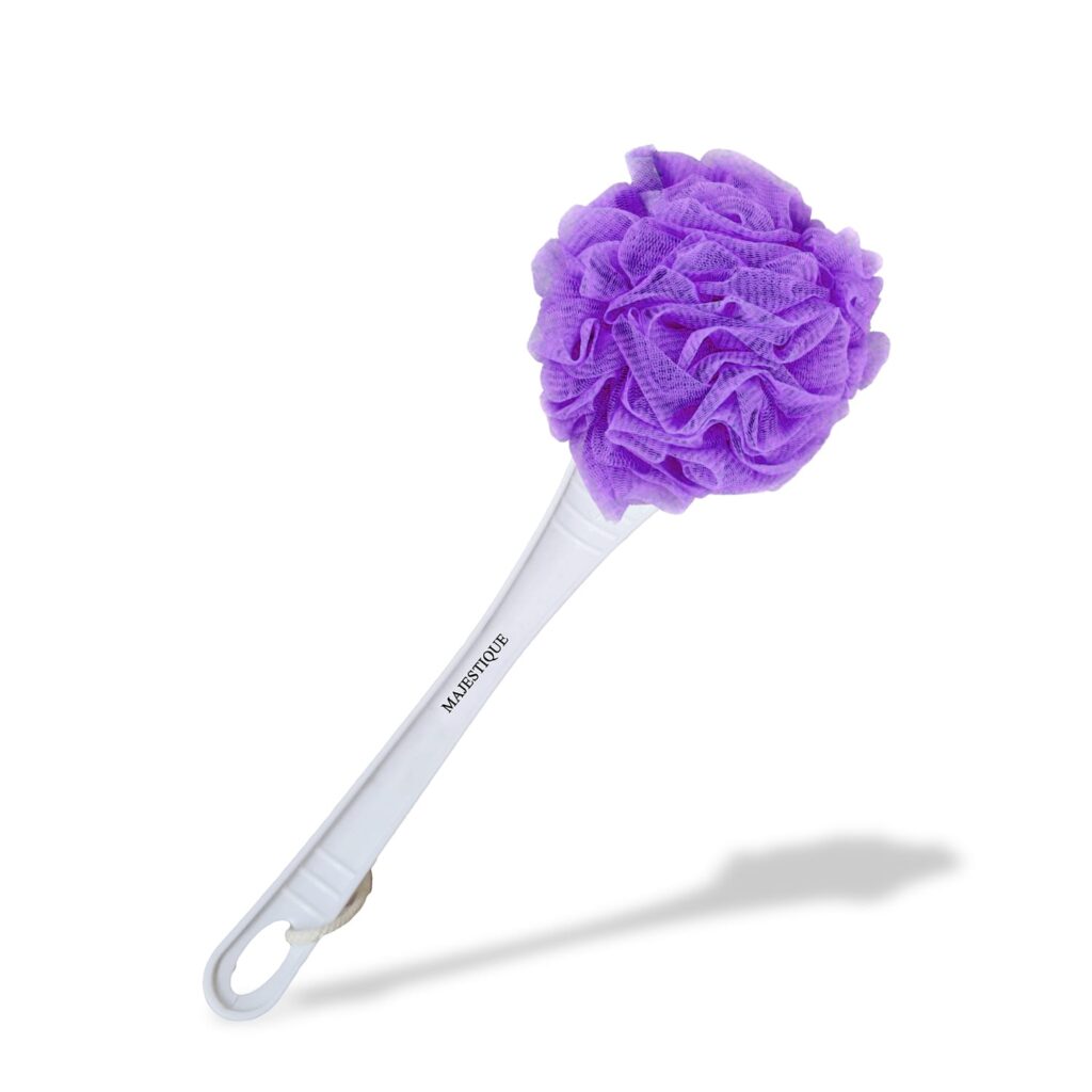 Majestique Long Handle Loofah for Back Scrubber, Easy Reach Body Wash, Back Cleaning - Color May Vary - Majestique