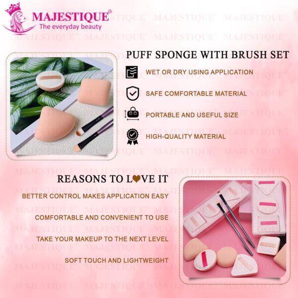 Majestique Makeup Sponge & Brush Set (5Pcs) - Majestique