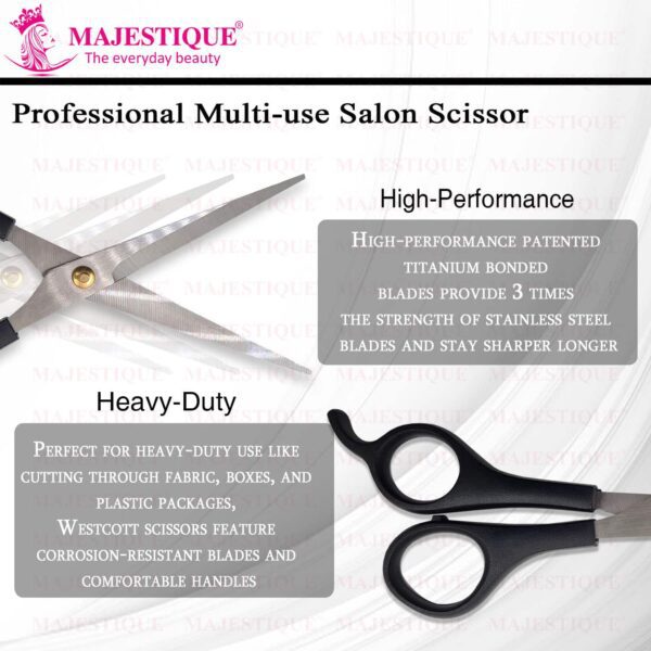 Majestique Multi Use Salon Scissor, Comfort Grip Sharp Scissors for Office Home - Multicolor - Majestique