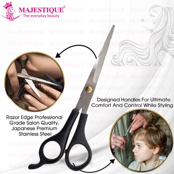 Majestique Multi Use Salon Scissor, Comfort Grip Sharp Scissors for Office Home - Multicolor - Majestique