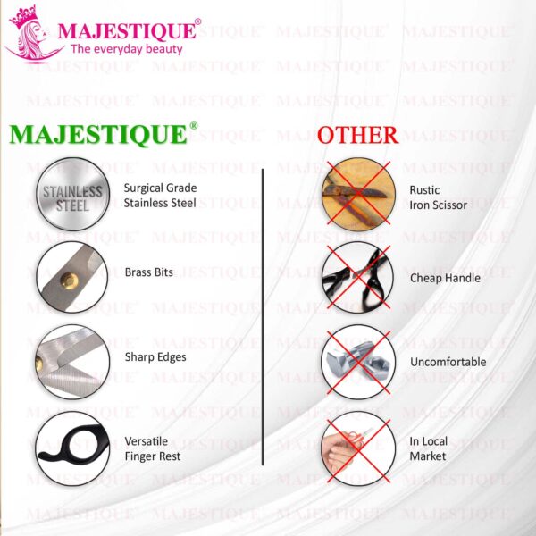Majestique Multi Use Salon Scissor, Comfort Grip Sharp Scissors for Office Home - Multicolor - Majestique
