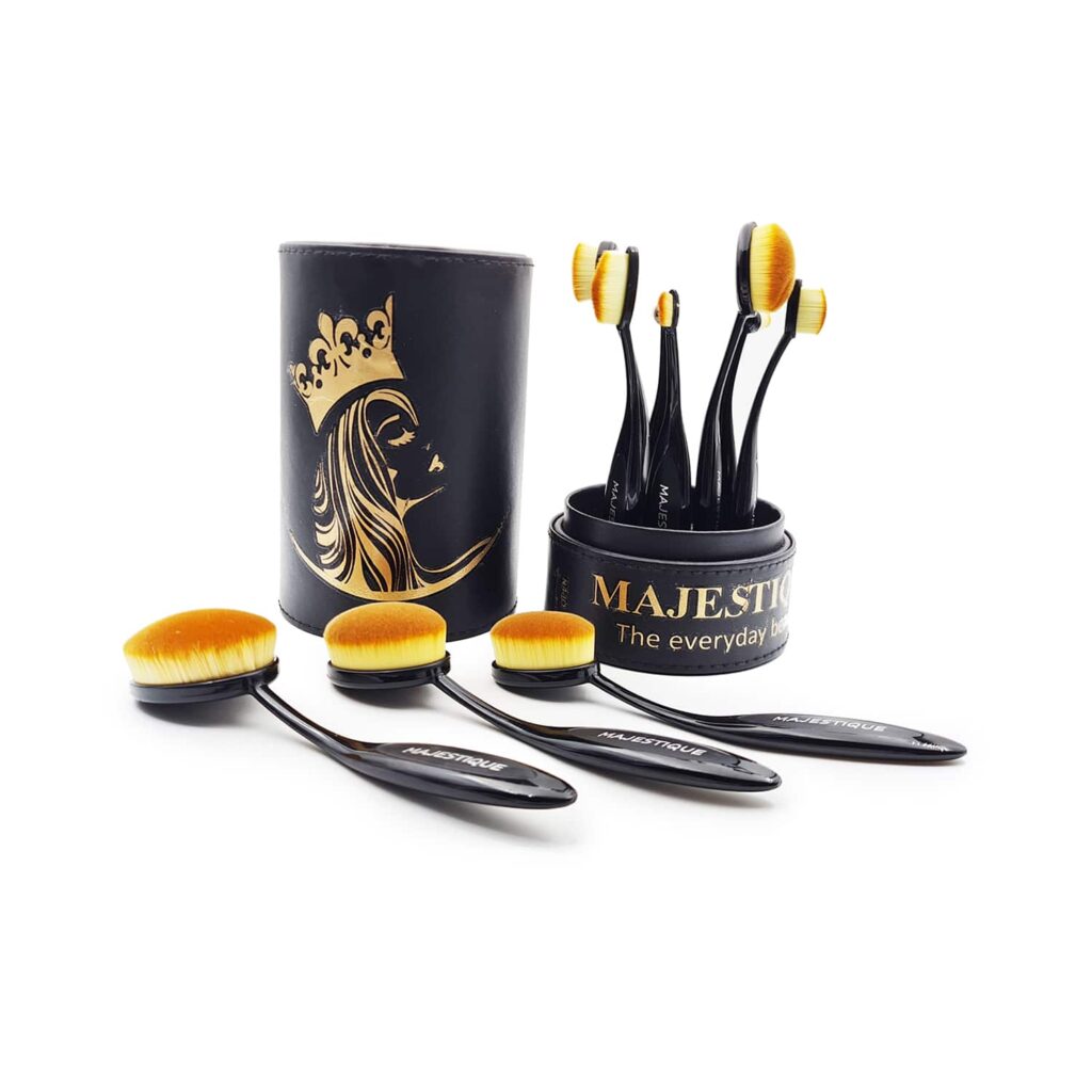 Majestique Oval Premium Case Soft Makeup Brush Set - (10Pcs) - Majestique