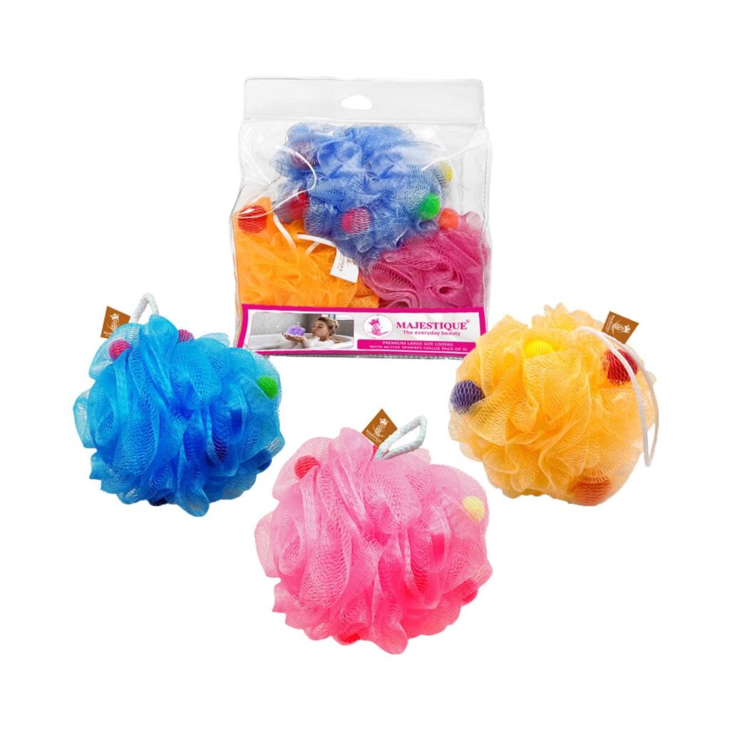 Majestique Premium Large Size Loofahs with Active Spheres (3 pcs) - Majestique