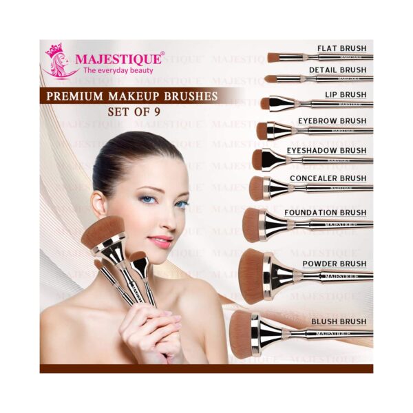 Majestique Premium Makeup Luminous HD Brush Set (9 pcs) - Majestique