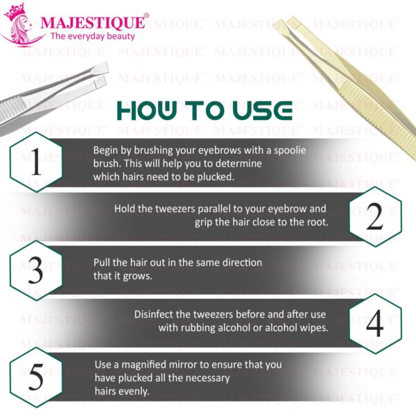 Majestique Professional Stainless Steel Eyebrow Plucker Tweezer - Majestique