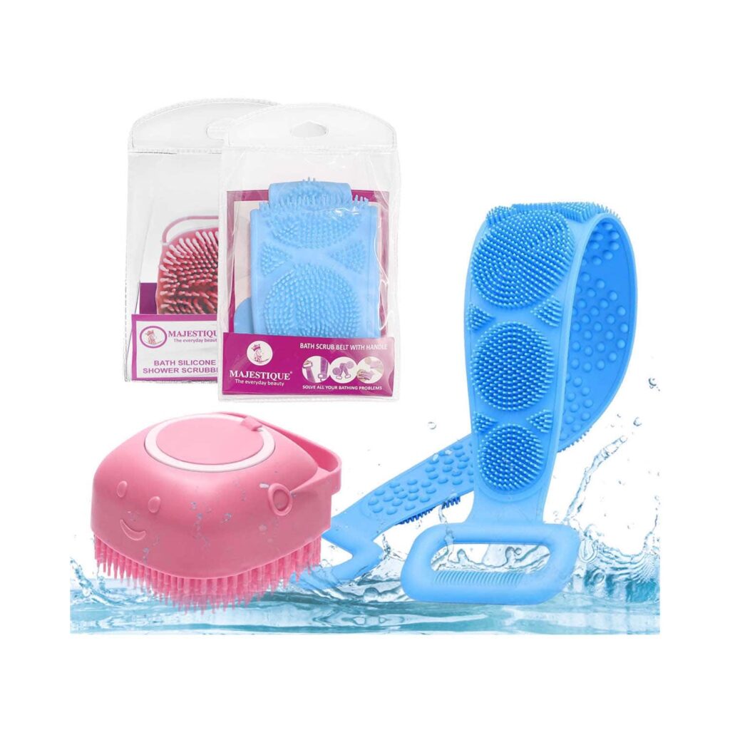Majestique Silicone Body Scrubber with Bath Belt (2 pcs) - Majestique