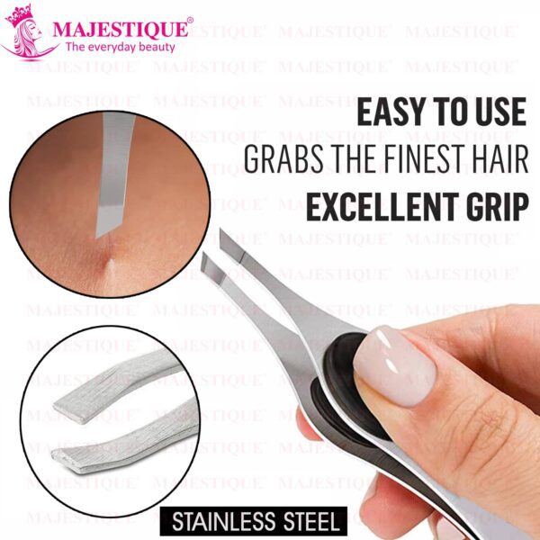 Majestique Slant Tip Tweezer With Grip Non-Slip Grip - Majestique