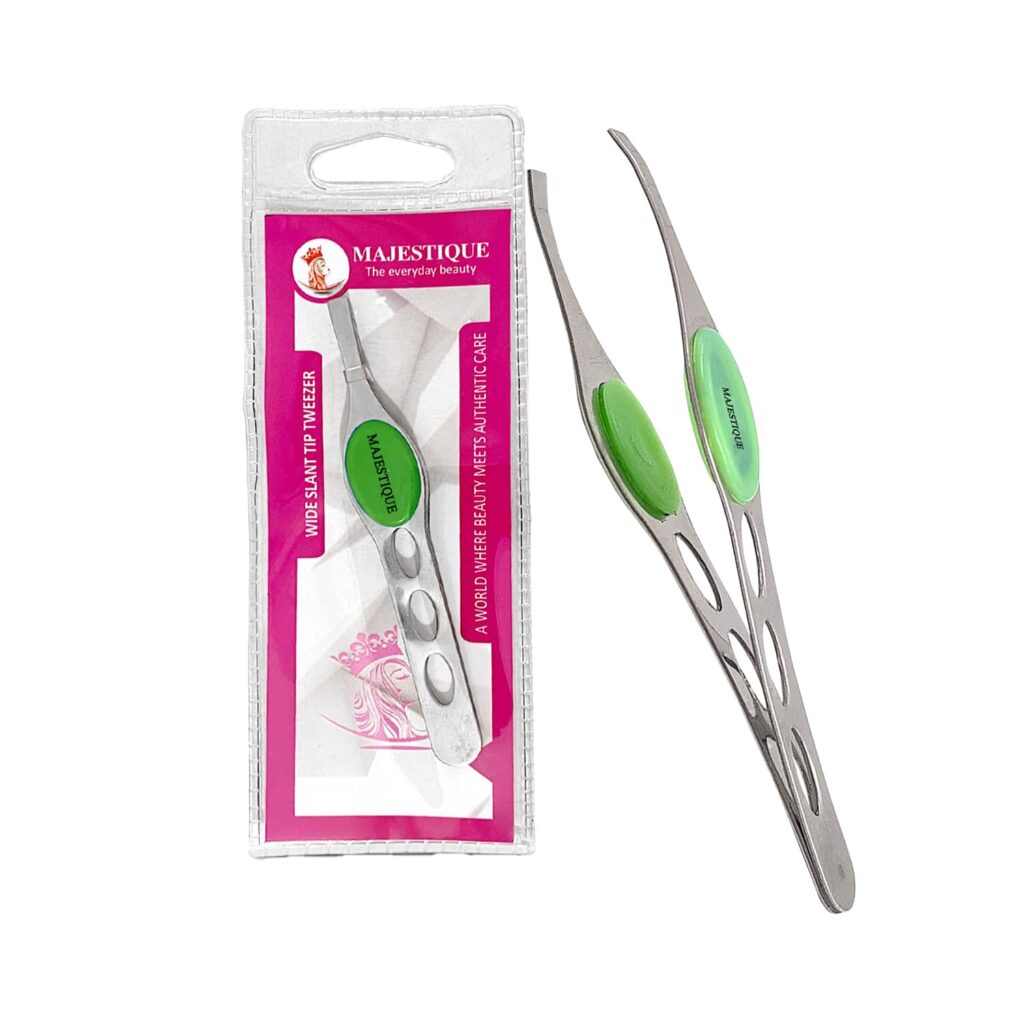 Majestique Slant Tip Tweezer With Grip Non-Slip Grip - Majestique