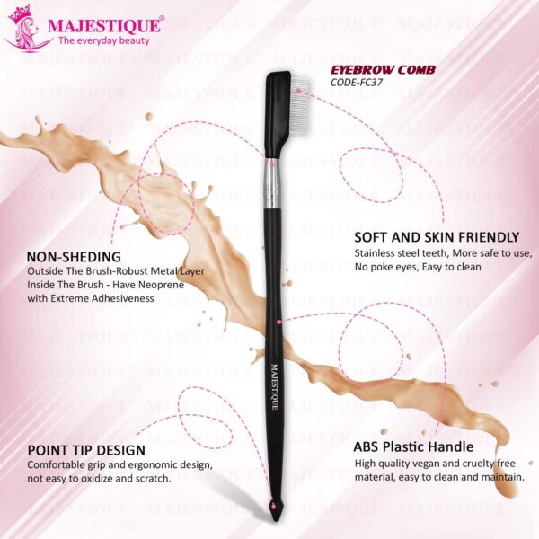 Majestique Steel Eyebrow Eyelash Comb Extension Brush - Majestique