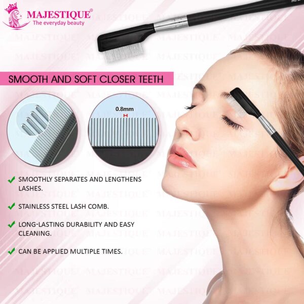 Majestique Steel Eyebrow Eyelash Comb Extension Brush - Majestique