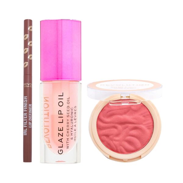 Makeup Revolution Glam Besties Combo - Blusher, Lip Liner, Lip Oil - Makeup Revolution