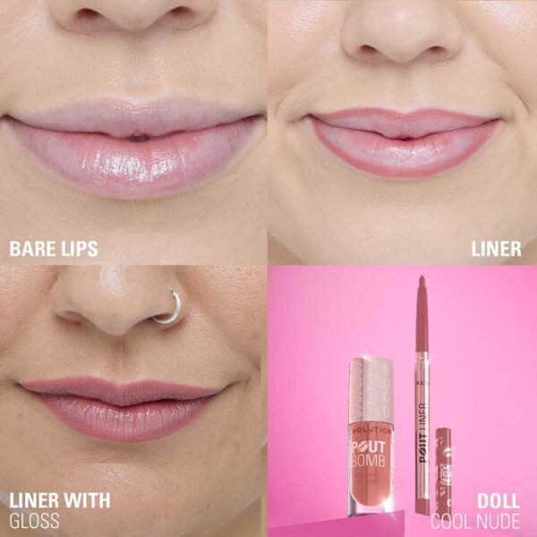 Makeup Revolution Pout Bomb Plumping Lip Liner - Doll Cool Nude (0.2 g) - Makeup Revolution