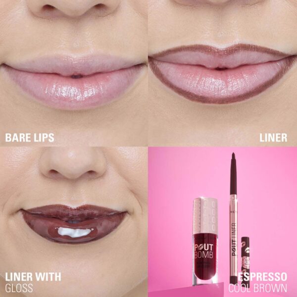 Makeup Revolution Pout Bomb Plumping Lip Liner - Espresso Cool Brown (0.2 g) - Makeup Revolution