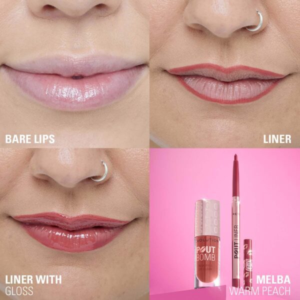 Makeup Revolution Pout Bomb Plumping Lip Liner - Melba Warm Peach (0.2 g) - Makeup Revolution