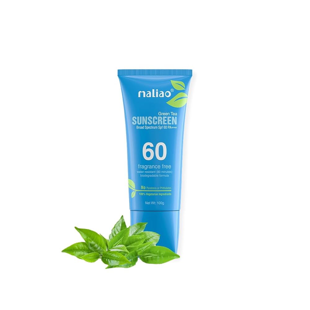 Maliao Green Tea Sunscreen | Broad Spectrum SPF 60 PA+++ | UVA & UVB Protection | Lightweight & Non-Greasy | Hydrating & Soothing Formula, 100g