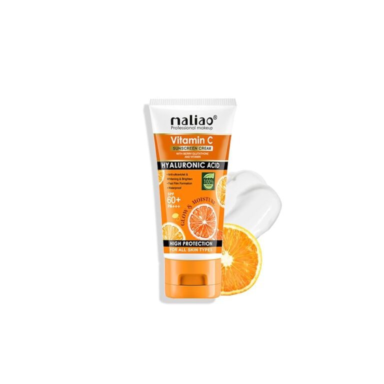 Maliao Vitamin C Sunscreen Cream SPF 60+ PA+++ | With Berry Glutathione & Hyaluronic Acid | Waterproof & Sweatproof | Brightening & Anti-Aging Sunblock | For All Skin Types | 100g