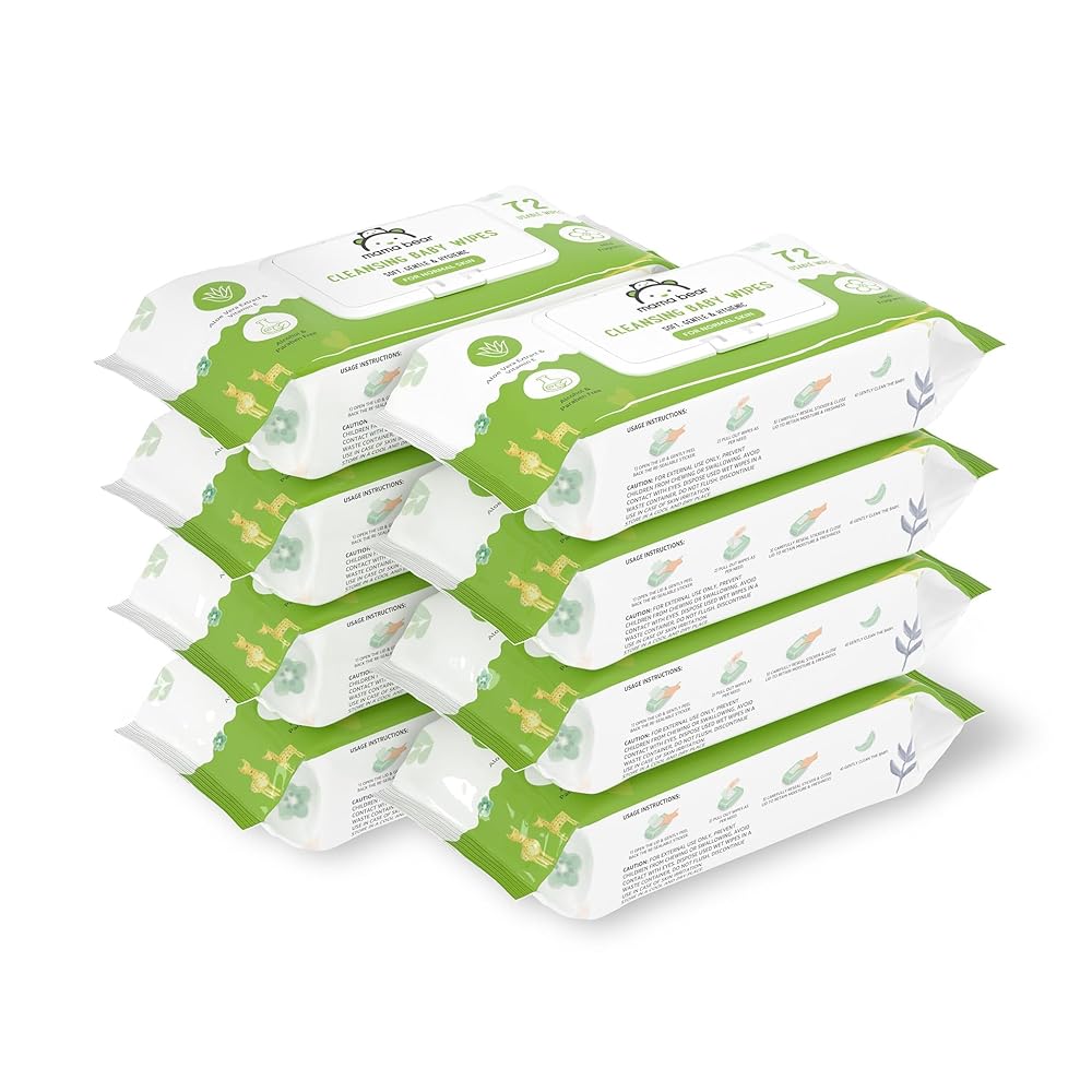 Mama Bear Wet Wipes (Pack of 8, 72 Sheets per Pack)