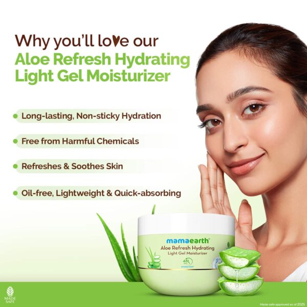 Mamaearth Aloe Refresh Hydrating Light Gel Moisturizer With Aloe Vera & HA (200 g) - Mamaearth