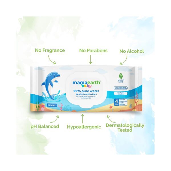 Mamaearth Baby 99% Pure Water Gentle Towel Wipes - Mamaearth