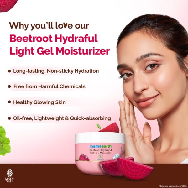Mamaearth Beetroot Hydraful Light Gel Moisturizer With Beetroot & HA (200 g) - Mamaearth