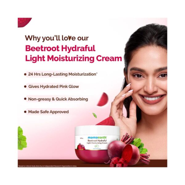 Mamaearth Beetroot Hydraful Light Moisturizing Cream For Pink Glow (200 g) - Mamaearth