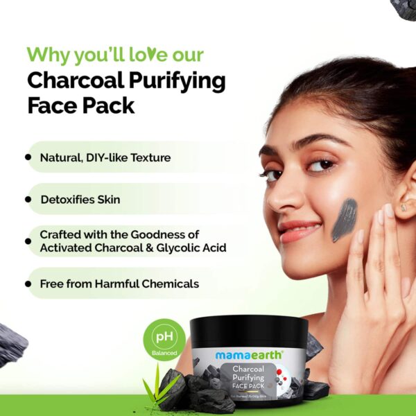 Mamaearth Charcoal Purifying Face Pack Activated Charcoal & Glycolic Acid (200 g) - Mamaearth