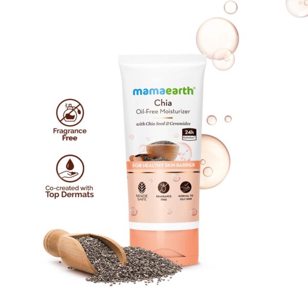 Mamaearth Chia Oil-Free Moisturizer with Chia Seed & Ceramides for Healthy Skin Barrier (80 g) - Mamaearth